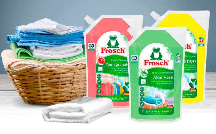 Три новых жидких средства для стирки от Frosch в объёме 1500 мл Три новых жидких средства для стирки от Frosch в объёме 1500 мл