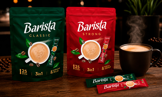 Новинка на unline.kz: растворимый кофе 3в1 Barista Classic и Strong