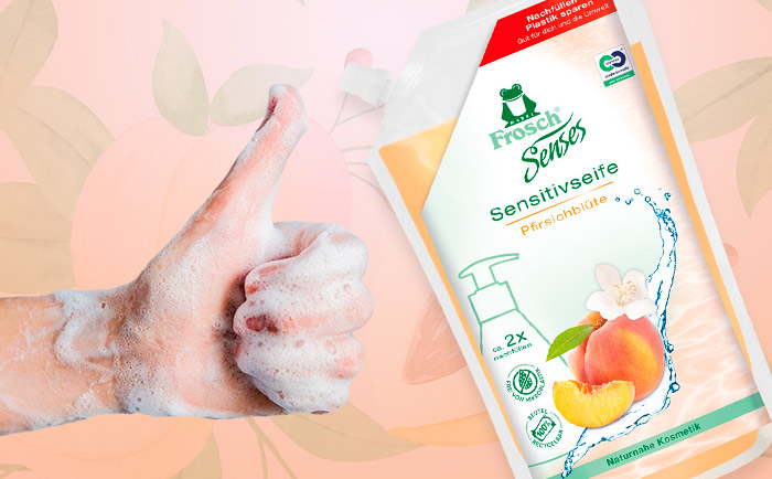 Мыло для рук Frosch с экстрактами цветков персика. НОВИНКА! Мыло для рук Frosch с экстрактами цветков персика. НОВИНКА!