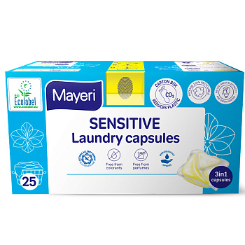 Капсулы для стирки гипоалегренные 25шт Sensitive Mayeri
