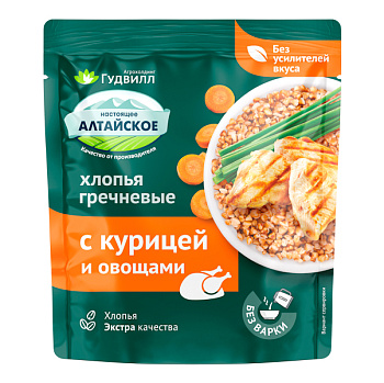 Каша гречневые хлопья с курицей по домашнему с овощами 40гр Гудвилл