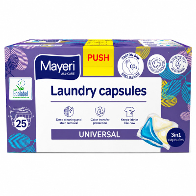 Капсулы для стирки универсальные дойпак  25шт All-Care Mayeri