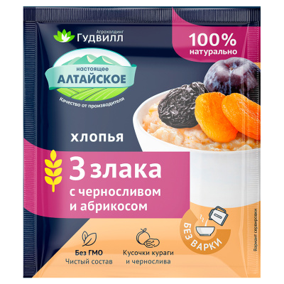 Каша сладкая 3 злака с черносливом и абрикосом 35гр Гудвилл
