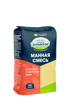 Манная смесь кукурузная и пшеничная крупа в мягкой упаковке 400 гр Гудвилл