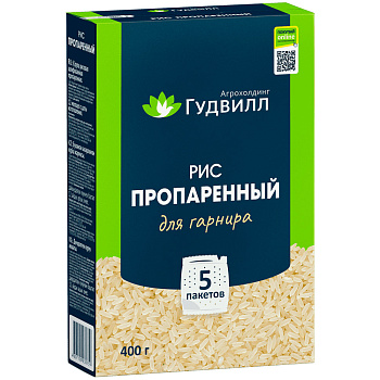 Рис пропаренный варочный пакет 5пак*80гр Гудвилл