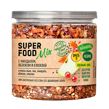 Superfood mix Смесь семян с миндалем яблоком и клюквой 260г Банка крышка-ключ Царская приправа