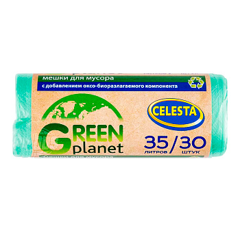 Пакеты для мусора 35л зеленые 30шт Celesta