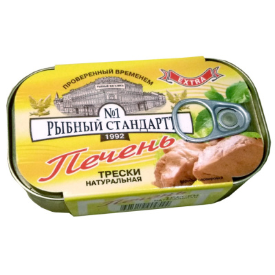 Печень трески натуральная ТМ Рыбный Стандарт 115 гр