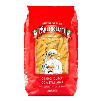 Макароны Перья №355 из твёрдых сортов пшеницы 500гр мягк упак Penne Medie Rigate Maltagliati