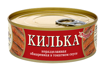 Килька Каспийская обжаренная в томатном соусе 240гр жб ключ Рыбный Стандарт