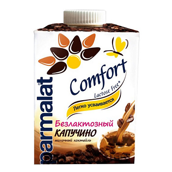Молочный коктейль безлактозный Parmalat Comfort Капучино Edge 0,5л