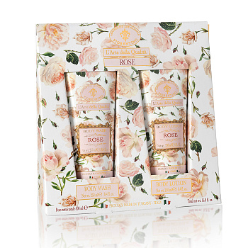 Подарочный набор гель для душа 250мл и лосьон для тела 250мл с ароматом Розы SAF