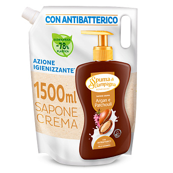 Мыло жидкое Аргана и Пачули 1500мл запаска Spuma di Sciampagna