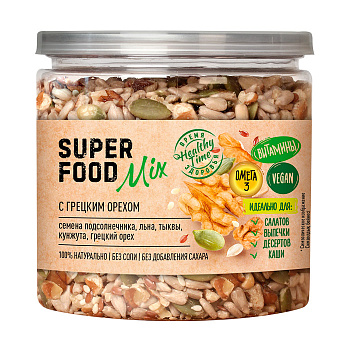 Superfood mix Смесь семян с грецким орехом 270г Банка крышка-ключ Царская приправа