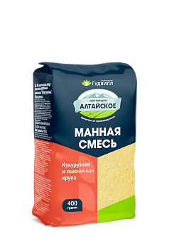 Манная смесь кукурузная и пшеничная крупа в мягкой упаковке 400 гр Гудвилл