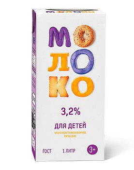 Молоко питьевое ультрапаст. для питания детей дошкольного и школьного возраста 3,2% 1л Хорошее дело