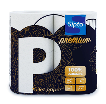 Туалетная бумага белая 3-х слойная, 4-рулона Sipto