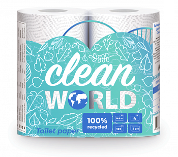 Туалетная бумага 2-х слойная, 4-рулона Clean World Sipto