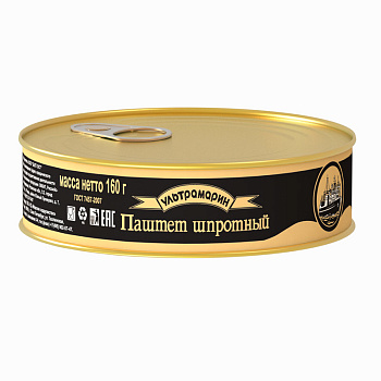Паштет шпротный из кильки и салаки горячего копчения 160гр жб УЛЬТРАМАРИН