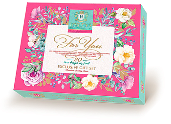 Чай Подарочный набор Цветы Ассорти 20пак х 2гр картон упак Hyleys 3 вида Дизайна