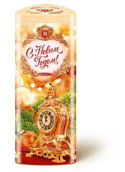 Чай Новогодний 60гр черный байховый крупнолистовой ЖБ Треугольная Часы Hyleys