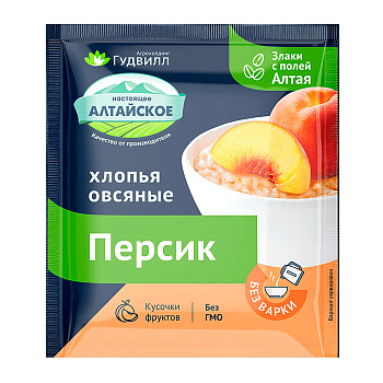 Каша сладкая овсяные хлопья персик 40гр Гудвилл