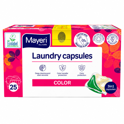 Капсулы для стирки цветного белья дойпак  25шт All-Care Mayeri