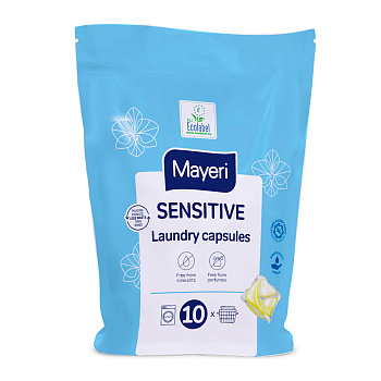 Капсулы для стирки гипоалегренные дойпак 10шт Sensitive Mayeri