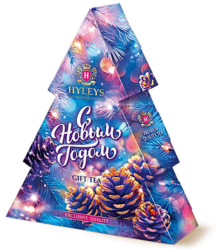 Чай черный Новогодний 50гр Елочка Фиолетовый фон картон Hyleys