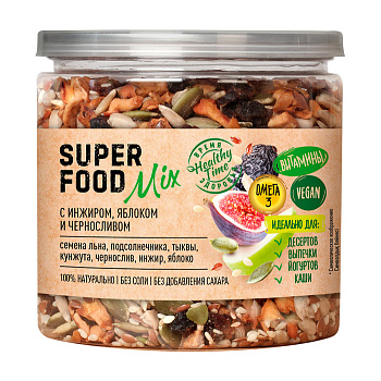 Superfood mix Смесь семян с инжиром яблоком и черносливом 270г Банка крышка-ключ Царская приправа