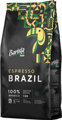 Кофе зерновой ГЕО Эспрессо Бразилия 1 000гр фольг упак Barista