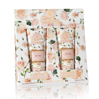 Подарочный набор гель для душа 250мл и лосьон для тела 250мл с ароматом Розы SAF