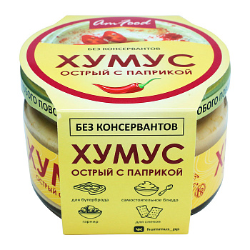 Закуска хумус острый с паприкой без консервантов стекло 200г Амэйзин Фуд