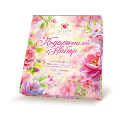 Чай Подарочный набор Розовые цветы Ассорти 36пак х 2гр картон упак Hyleys