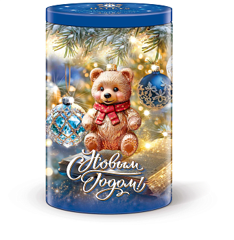 Чай Новогодний 80гр черный байховый крупнолистовой ЖБ Овал Мишка и Лошадка Hyleys