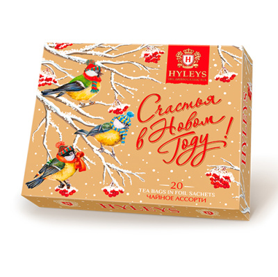 Чай черный Новогодний Дракон, Птички ассорти 20пак*2гр упак картон Hyleys