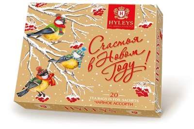 Чай черный Новогодний Птички ассорти 20пак*2гр упак картон Hyleys