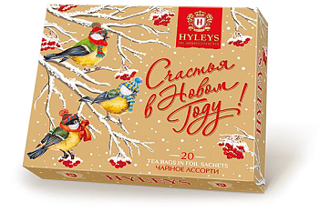Чай черный Новогодний Птички ассорти 20пак*2гр упак картон Hyleys